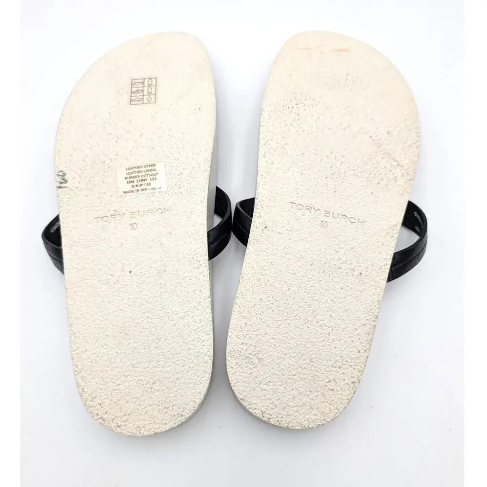 Tory Burch Miller Cloud Sandal Womens Perfect Black/Almond Flour Sz US10M EU40